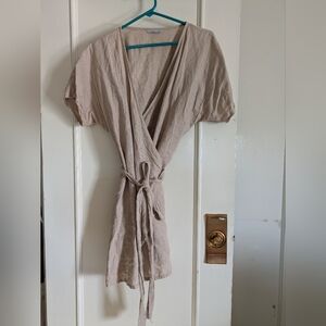 Linenfox Mimosa Wrap Dress in Beige